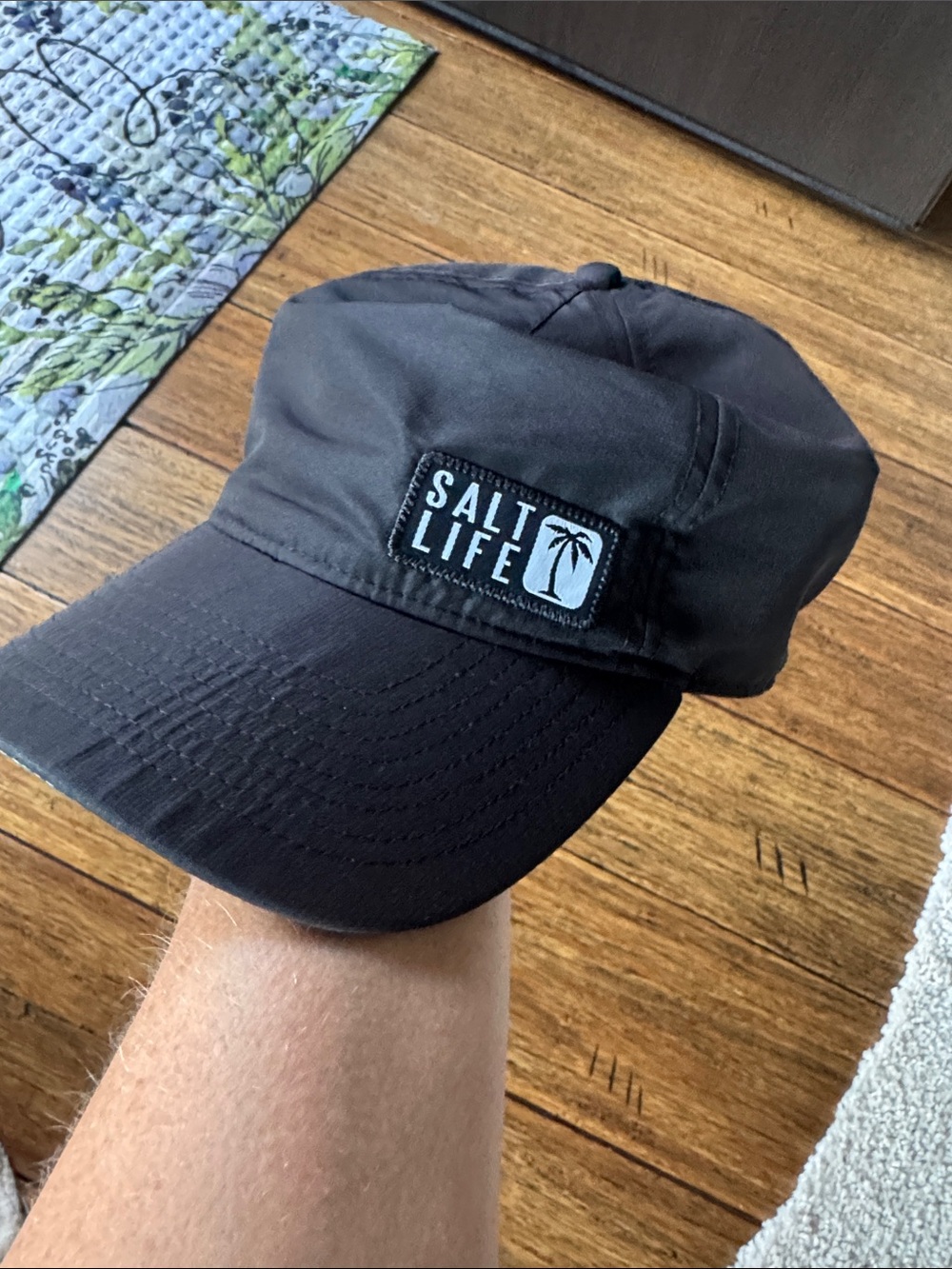 Salt Life Black Military-Style Hat with Patch